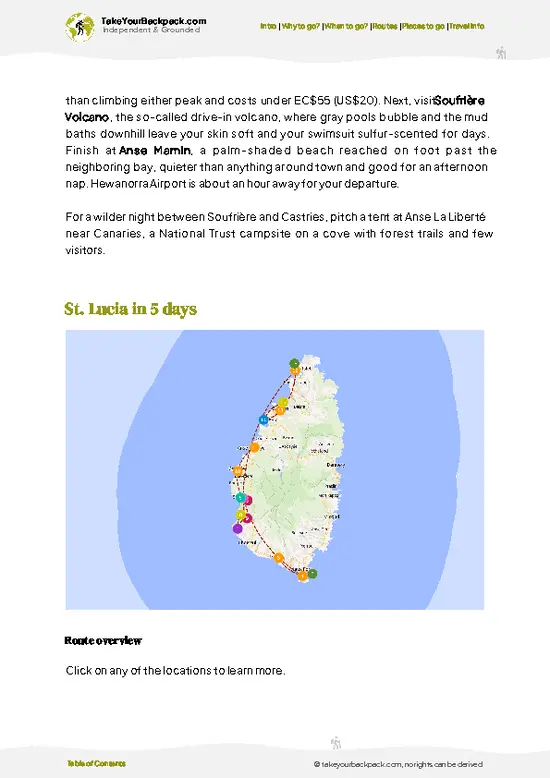 example page 4 from our offline Travel Guide for Saint Lucia